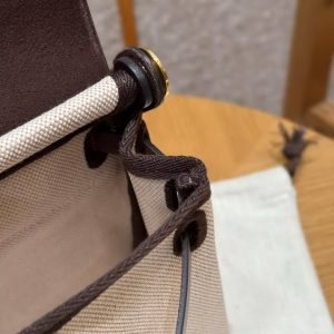 Hermes Mini Herbag Zip 20 Bag Retourne Ecru Beige Ebene Handmade In Militaire Canvas and Hunter Cowhide Gold Hardware - Image 9