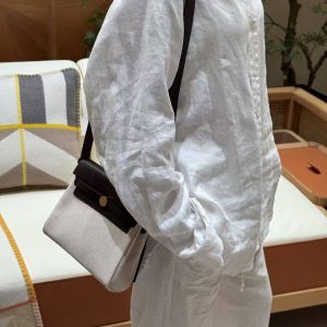 Hermes Mini Herbag Zip 20 Bag Retourne Ecru Beige Ebene Handmade In Militaire Canvas and Hunter Cowhide Gold Hardware - Image 4