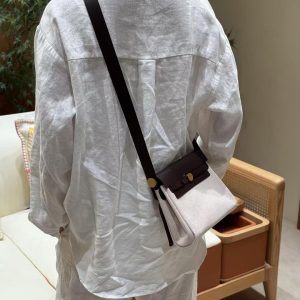 Hermes Mini Herbag Zip 20 Bag Retourne Ecru Beige Ebene Handmade In Militaire Canvas and Hunter Cowhide Gold Hardware - Image 3
