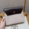 Hermes Mini Herbag Zip 20 Bag Retourne Ecru Beige Ebene Handmade In Militaire Canvas and Hunter Cowhide Silver Hardware
