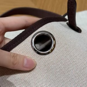 Hermes Mini Herbag Zip 20 Bag Retourne Ecru Beige Ebene Handmade In Militaire Canvas and Hunter Cowhide Silver Hardware - Image 20