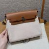 Hermes Mini Herbag Zip 20 Bag Retourne Ecru Beige Fauve Handmade In Militaire Canvas and Hunter Cowhide Silver Hardware
