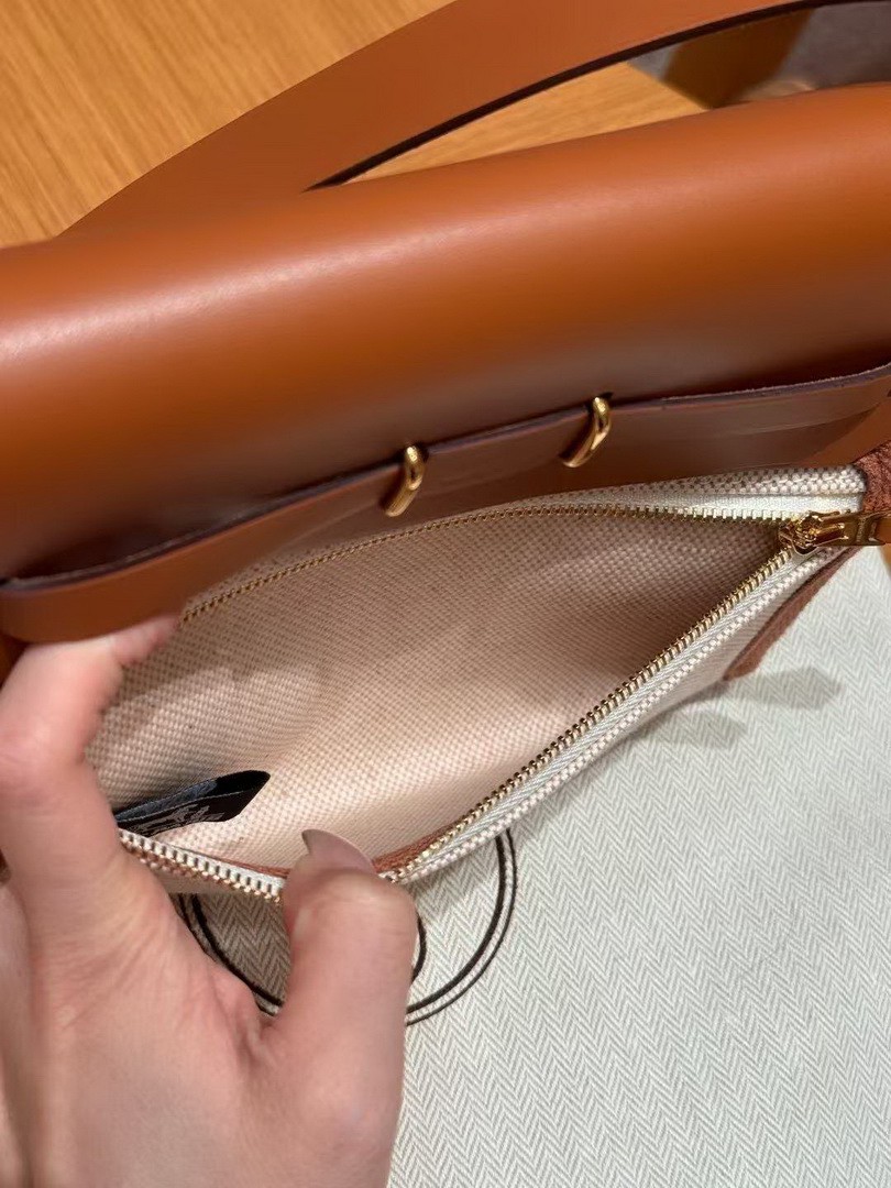 Hermes Mini Herbag Zip 20 Bag Retourne Ecru Beige Gold Handmade In Militaire Canvas and Hunter Cowhide Gold Hardware - Image 23