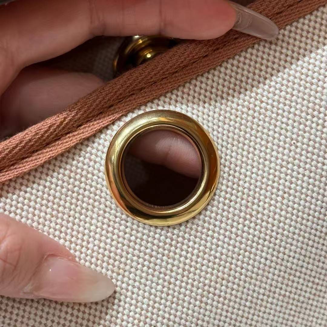 Hermes Mini Herbag Zip 20 Bag Retourne Ecru Beige Gold Handmade In Militaire Canvas and Hunter Cowhide Gold Hardware - Image 5