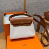 Hermes Mini Herbag Zip 20 Bag Retourne Ecru Beige Gold Handmade In Militaire Canvas and Hunter Cowhide Gold Hardware