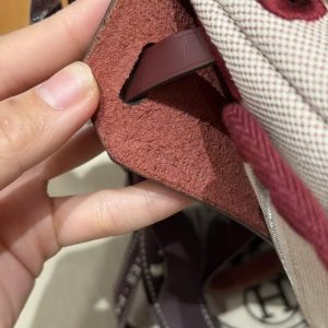 Hermes Mini Herbag Zip 20 Bag Retourne Écru Beige Rouge H Handmade In Militaire Canvas and Hunter Cowhide Silver Hardware - Image 18