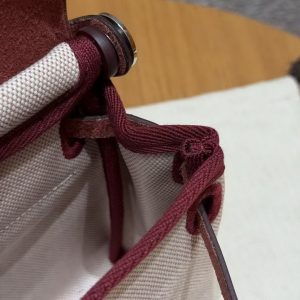 Hermes Mini Herbag Zip 20 Bag Retourne Écru Beige Rouge H Handmade In Militaire Canvas and Hunter Cowhide Silver Hardware - Image 12
