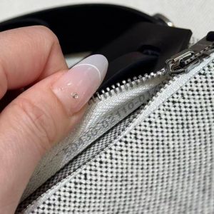 Hermes Mini Herbag Zip 20 Bag Retourne Ecru Noir Handmade In Militaire Canvas and Hunter Cowhide Silver Hardware - Image 16