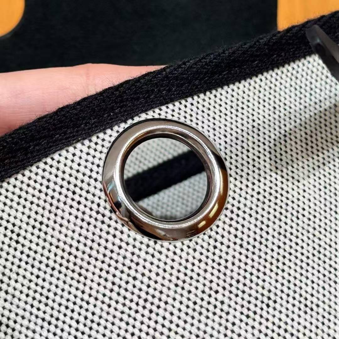 Hermes Mini Herbag Zip 20 Bag Retourne Ecru Noir Handmade In Militaire Canvas and Hunter Cowhide Silver Hardware - Image 4