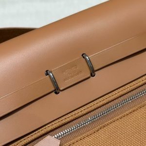 Hermes Mini Herbag Zip 20 Bag Handmade In Militaire Canvas and Hunter Cowhide Silver Hardware Naturel Sable - Image 28