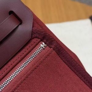 Hermes Mini Herbag Zip 20 Bag Retourne Rouge H Handmade In Militaire Canvas and Hunter Cowhide Silver Hardware - Image 5