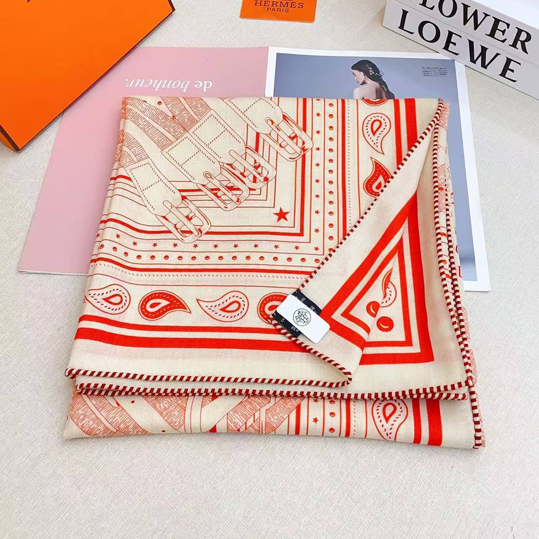 Hermes Mors a Jouets Bandana Shawl 140 70% Cashmere 30% Silk H244354S 03 - Image 10