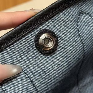 Hermes Neo Garden Party 23 Bag Handmade In Negonda Calfskin Leather And Canbas Silver Hardware Denim Moyen Noir - Image 15