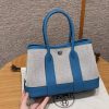 Hermes Neo Garden Party 23 Bag Handmade In Negonda Calfskin Leather And Canbas Silver Hardware Ecru Noir Bleu Outremer