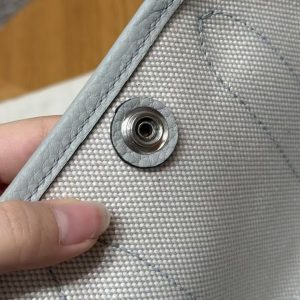 Hermes Neo Garden Party 23 Bag Handmade In Negonda Calfskin Leather And Canbas Silver Hardware Ecru Blue Glacier Gris Pantin - Image 8