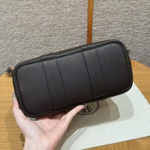 Hermes Neo Garden Party 23 Bag Handmade In Negonda Calfskin Leather And Canbas Silver Hardware Ecru Beige Ebene - Image 18