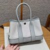 Hermes Neo Garden Party 23 Bag Handmade In Negonda Calfskin Leather And Canbas Silver Hardware Ecru Blue Glacier Gris Pantin