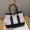 Hermes Neo Garden Party 23 Bag Handmade In Negonda Calfskin Leather And Canbas Silver Hardware Ecru Beige Ebene