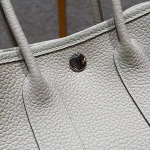Hermes Neo Garden Party 23 Bag Handmade In Negonda Calfskin Leather Silver Hardware 10 Craie - Image 14