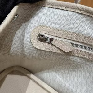 Hermes Neo Garden Party 23 Bag Handmade In Negonda Calfskin Leather Silver Hardware 10 Craie - Image 8