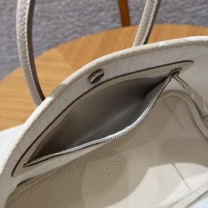 Hermes Neo Garden Party 23 Bag Handmade In Negonda Calfskin Leather Silver Hardware 10 Craie - Image 7