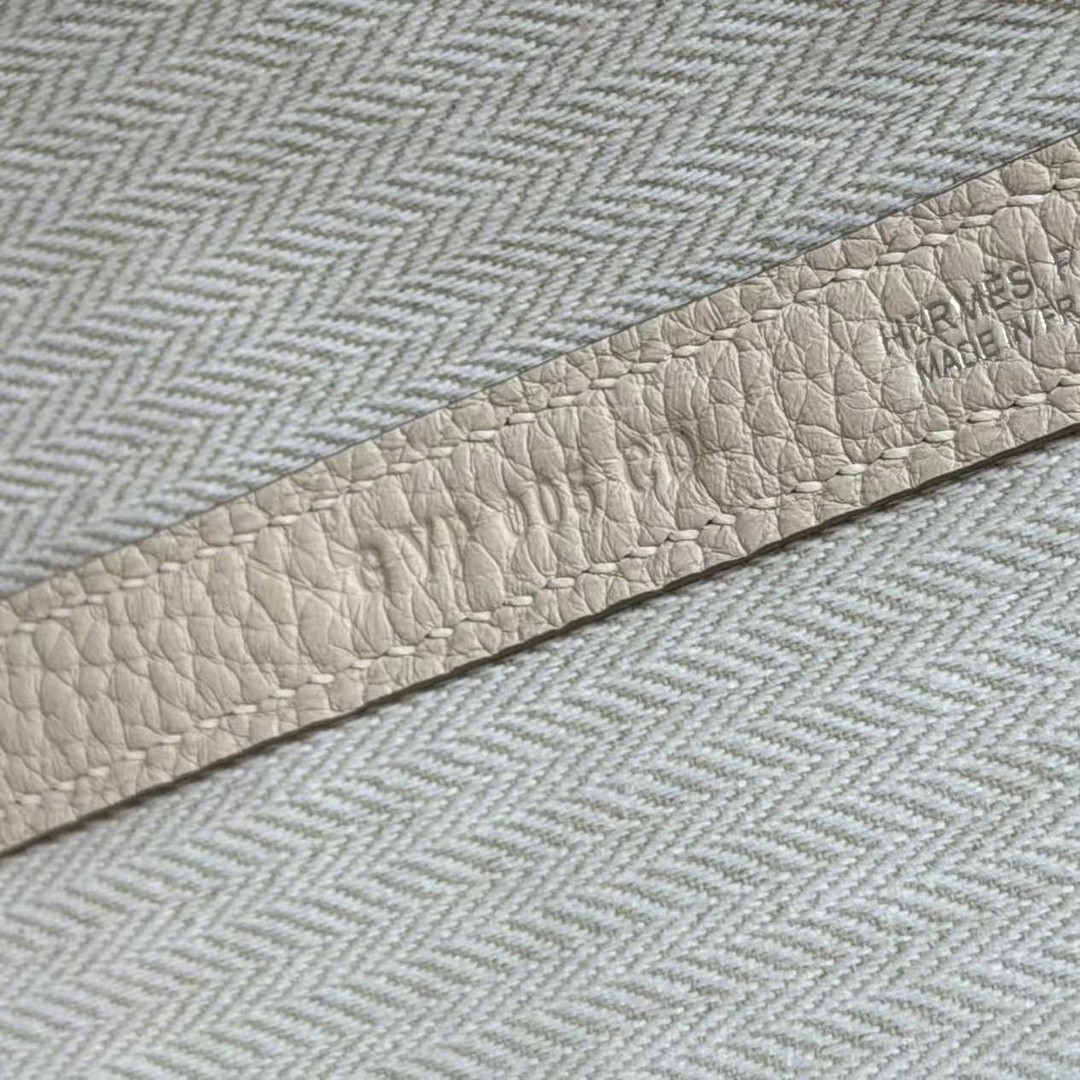 Hermes Neo Garden Party 23 Bag Handmade In Negonda Calfskin Leather Silver Hardware 10 Craie - Image 4
