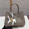 Hermes Neo Garden Party 23 Bag Handmade In Negonda Calfskin Leather Silver Hardware 18 Etoupe