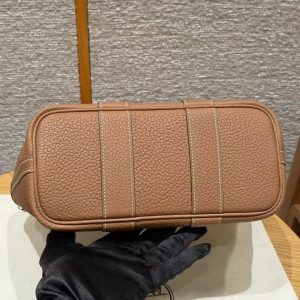 Hermes Neo Garden Party 23 Bag Handmade In Negonda Calfskin Leather Silver Hardware 37 Gold - Image 17