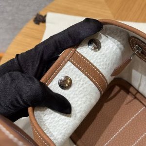 Hermes Neo Garden Party 23 Bag Handmade In Negonda Calfskin Leather Silver Hardware 37 Gold - Image 6