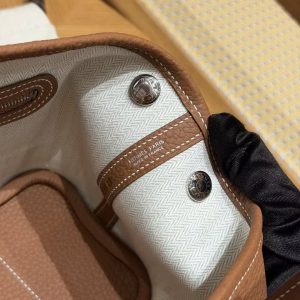 Hermes Neo Garden Party 23 Bag Handmade In Negonda Calfskin Leather Silver Hardware 37 Gold - Image 5