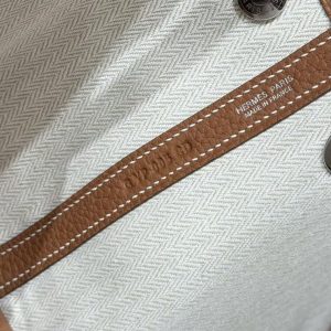Hermes Neo Garden Party 23 Bag Handmade In Negonda Calfskin Leather Silver Hardware 37 Gold - Image 4