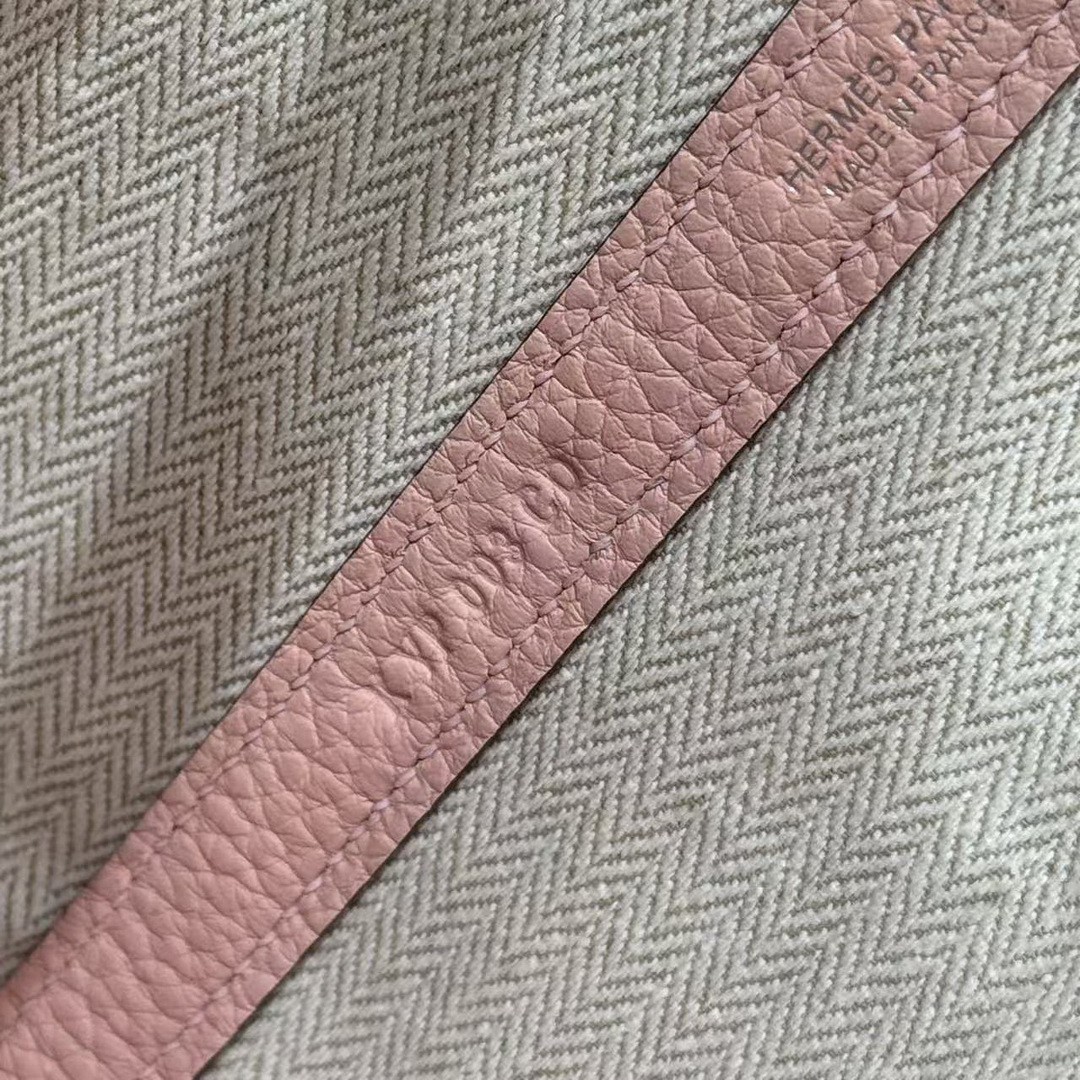 Hermes Neo Garden Party 23 Bag Handmade In Negonda Calfskin Leather Silver Hardware 3Q Rose Sakura - Image 15