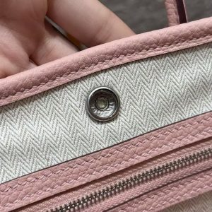Hermes Neo Garden Party 23 Bag Handmade In Negonda Calfskin Leather Silver Hardware 3Q Rose Sakura - Image 8