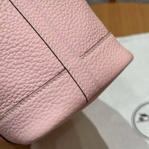 Hermes Neo Garden Party 23 Bag Handmade In Negonda Calfskin Leather Silver Hardware 3Q Rose Sakura - Image 7