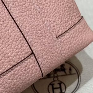 Hermes Neo Garden Party 23 Bag Handmade In Negonda Calfskin Leather Silver Hardware 3Q Rose Sakura - Image 6