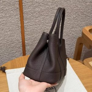 Hermes Neo Garden Party 23 Bag Handmade In Negonda Calfskin Leather Silver Hardware 46 Ebene - Image 21