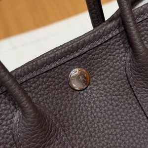 Hermes Neo Garden Party 23 Bag Handmade In Negonda Calfskin Leather Silver Hardware 46 Ebene - Image 16