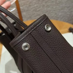 Hermes Neo Garden Party 23 Bag Handmade In Negonda Calfskin Leather Silver Hardware 46 Ebene - Image 13
