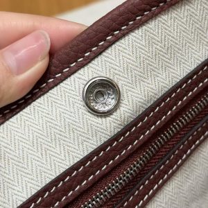 Hermes Neo Garden Party 23 Bag Handmade In Negonda Calfskin Leather Silver Hardware 55 Rouge H - Image 10
