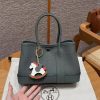 Hermes Neo Garden Party 23 Bag Handmade In Negonda Calfskin Leather Silver Hardware 63 Vert Amanda