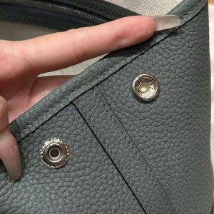 Hermes Neo Garden Party 23 Bag Handmade In Negonda Calfskin Leather Silver Hardware 63 Vert Amanda - Image 10