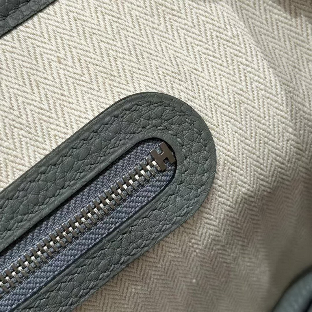 Hermes Neo Garden Party 23 Bag Handmade In Negonda Calfskin Leather Silver Hardware 63 Vert Amanda - Image 6