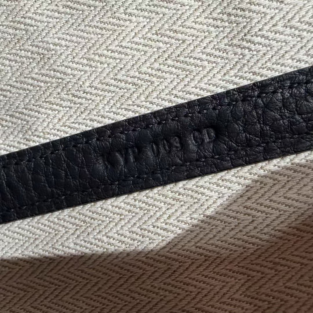 Hermes Neo Garden Party 23 Bag Handmade In Negonda Calfskin Leather Silver Hardware 89 Noir - Image 22