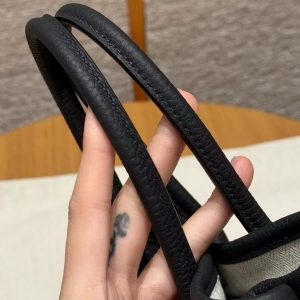 Hermes Neo Garden Party 23 Bag Handmade In Negonda Calfskin Leather Silver Hardware 89 Noir - Image 21