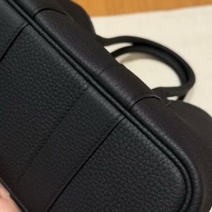 Hermes Neo Garden Party 23 Bag Handmade In Negonda Calfskin Leather Silver Hardware 89 Noir - Image 17