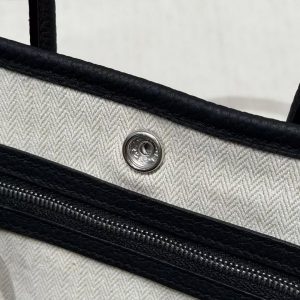 Hermes Neo Garden Party 23 Bag Handmade In Negonda Calfskin Leather Silver Hardware 89 Noir - Image 13
