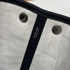 Hermes Neo Garden Party 23 Bag Handmade In Negonda Calfskin Leather Silver Hardware 89 Noir - Image 10