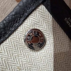 Hermes Neo Garden Party 23 Bag Handmade In Negonda Calfskin Leather Silver Hardware 89 Noir - Image 7