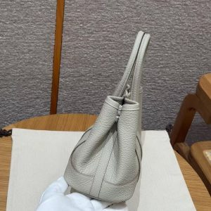Hermes Neo Garden Party 23 Bag Handmade In Negonda Calfskin Leather Silver Hardware 8L Beton - Image 19