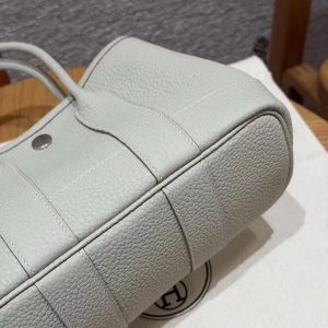 Hermes Neo Garden Party 23 Bag Handmade In Negonda Calfskin Leather Silver Hardware 8L Beton - Image 17
